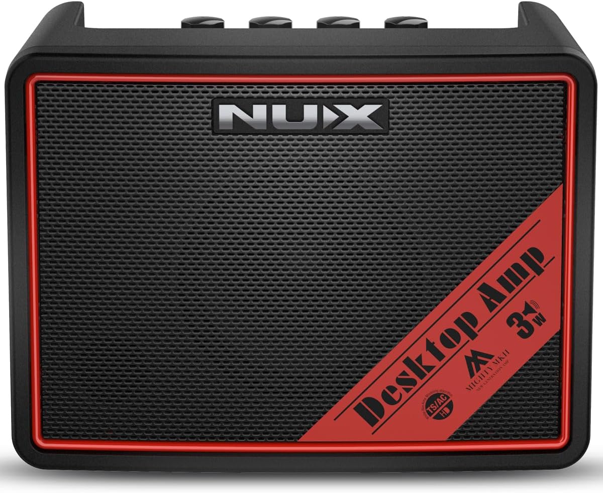 NUX Mighty Lite BT MKII Guitar Amp, 3W Electric Guitar/Bass Amplifier with Clean/Overdrive/Distortion Channel，7 Presets，512 Samples IR, Built in Drum Machine, Desktop Amplifier with Bluetooth