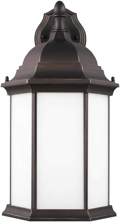 Generation Lighting 8438751-71 Sevier Satin Etched Glass Outdoor Wall Sconce Lighting Fixture, 1-Light 100 Watt, 19