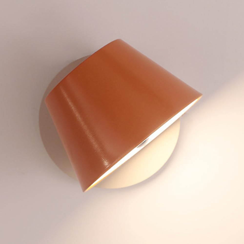 Wall Lamp Simple Mounted Reading Lamp Bedroom Bedside Lighting Fixture 350 Angle Rotation Adjustable Modern Sconce 12W 3000K Indoor Acrylic Shade Lights for Hallway Living Room Corridor Orange