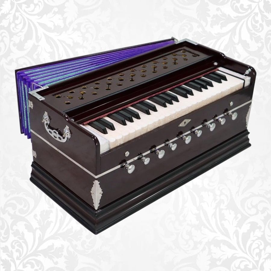 Harmonium 9 Stopper, 3¼ Octaves, Multifold Bellow, Bass-Male reeds, Indian Music Instrument Harmonium With Cover
