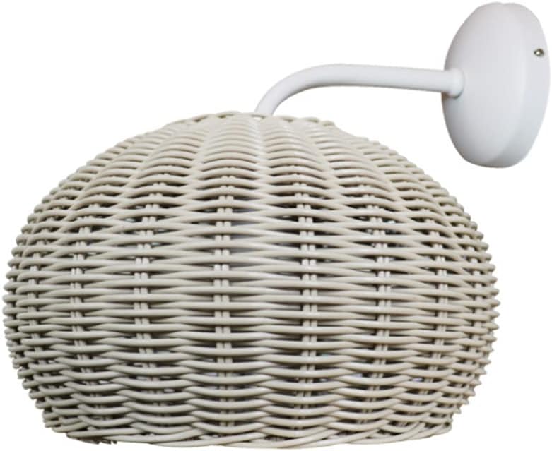 Rattan Wall Light Fixtures Outdoor/Indoor Wall Sconces Waterproof Handmade Lampshade Hallway Sconces Lighting E27 Wicker Wall Lamps for Bedroom Living Room Restaurant Garden Doorway Patio (Natural)