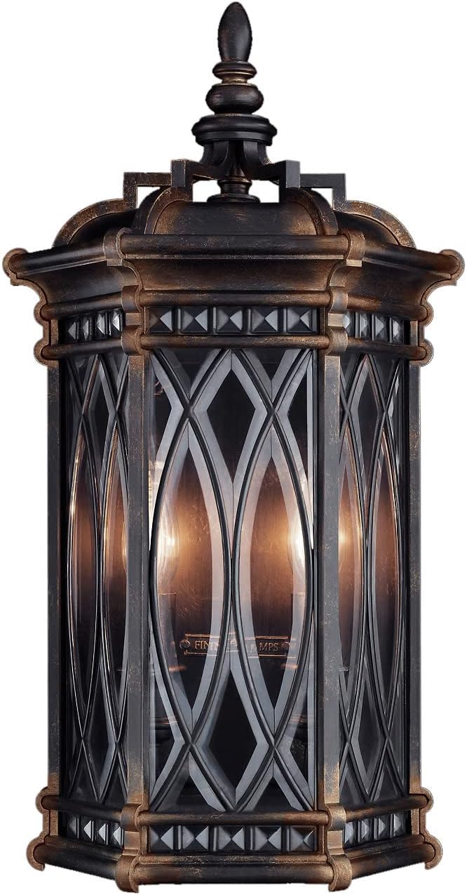 611881, Warwickshire Outdoor Wall Pocket Sconce Lighting, 120 Total Watts, Patina