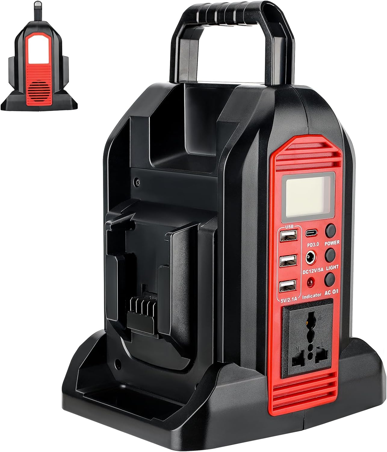 WaxPar Power Inverter Compatible with Milwaukee 18V Battery, 350W Power Supply Inverter Outdoor Generators Converter DC 20V to AC 110V ~120V with AC Outlet &USB Port&Type-C Port& LED Light