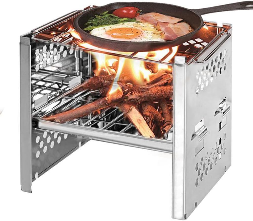 ASSICON Multi-Function Griller Fire Pit, Folding Barbecue Shelf, Barbecue Stove for Outdoor Cooking Camping Beach Traveling Picnic Backyard