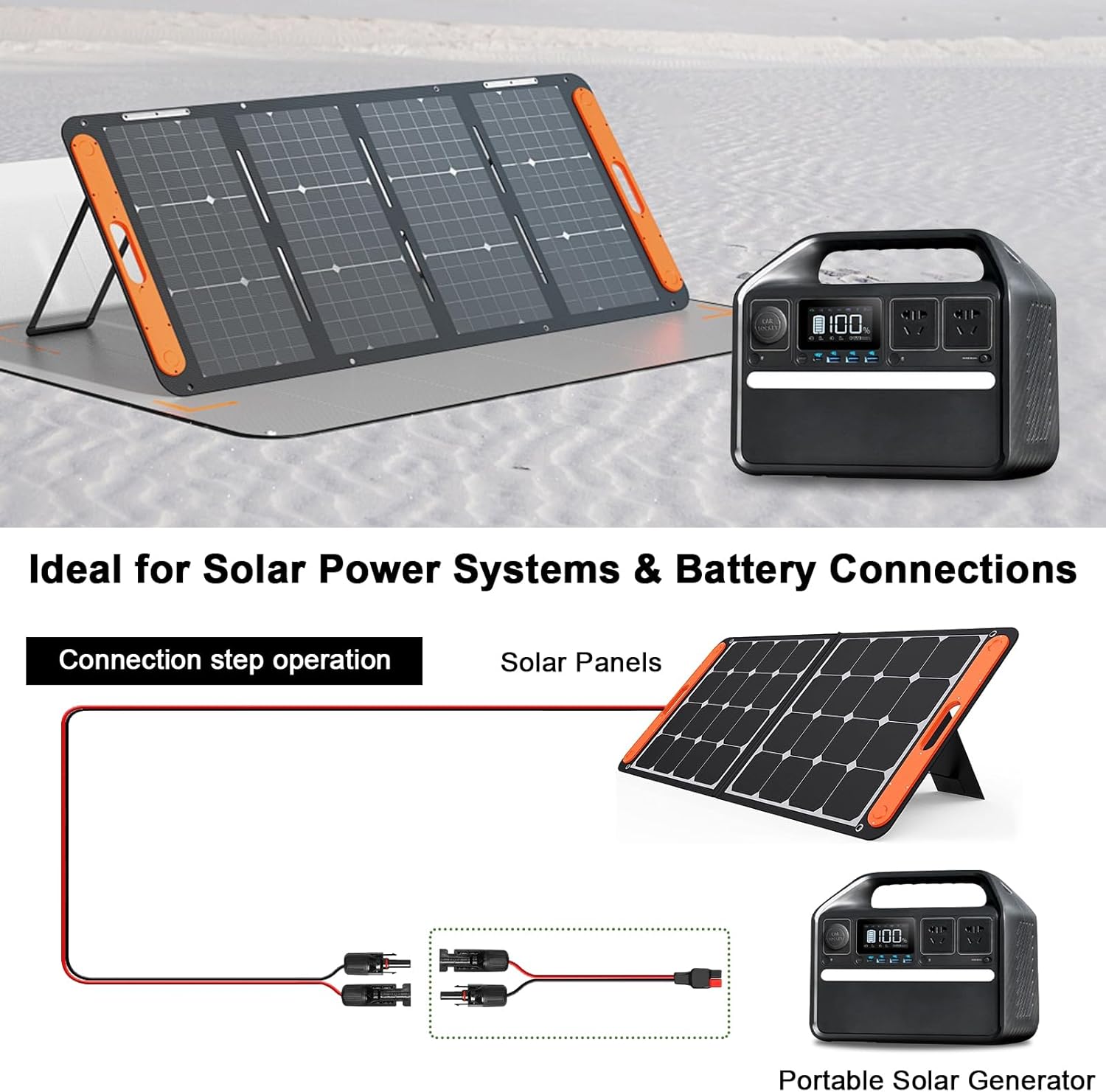 10AWG Solar Panel to Anderson-Style Connector Extension Cable 50FT, Tinned Copper Wire, 600V Rated, High-Temperature Resistance, for Solar Power Systems and Battery Connections