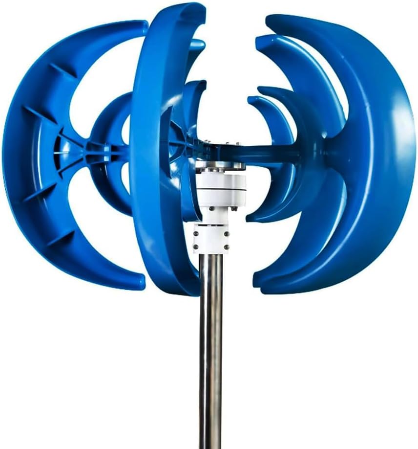 24V,HYZHANHONG 10000W Vertical Axis Wind Turbine Generator, 5 Blades Wind Turbine Kit 2M/S Wind Speed Starting Wind Power Generator for Home, Camping -Blue