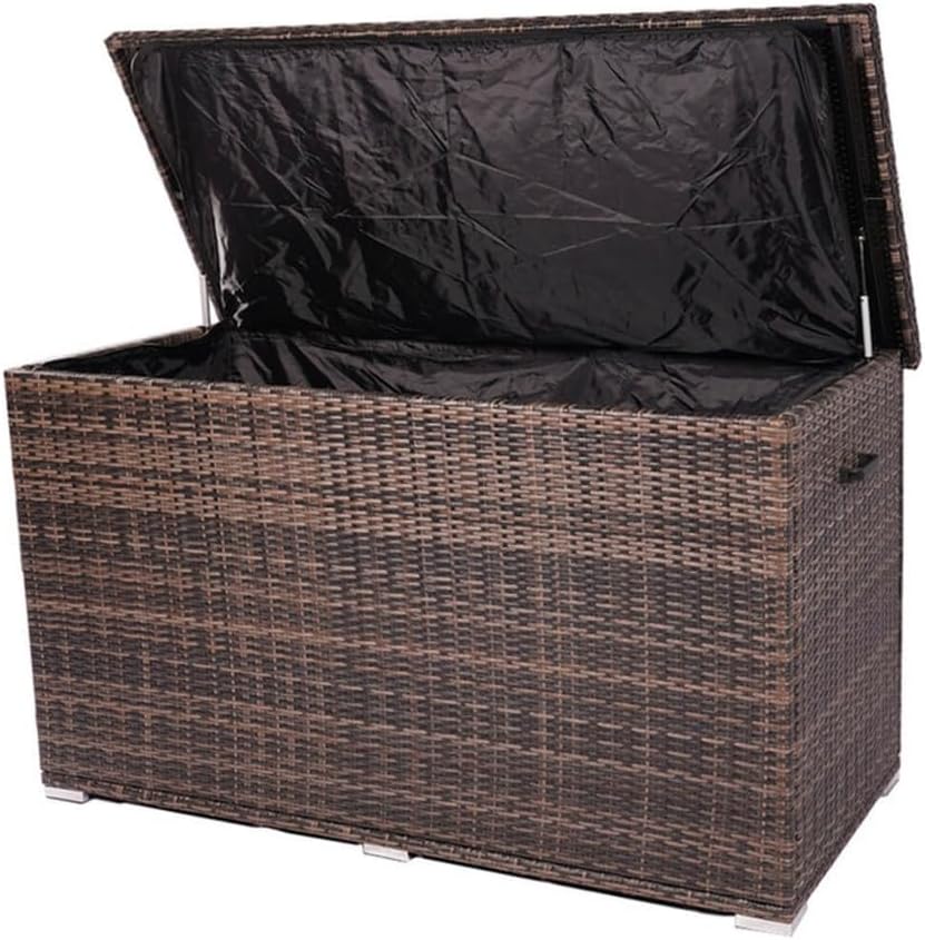 490 Gallon Large Deck Box, Outdoor Double-Wall Storage for Patio Furniture Cushions, Garden Pool Accessories with Divider & Side Handles