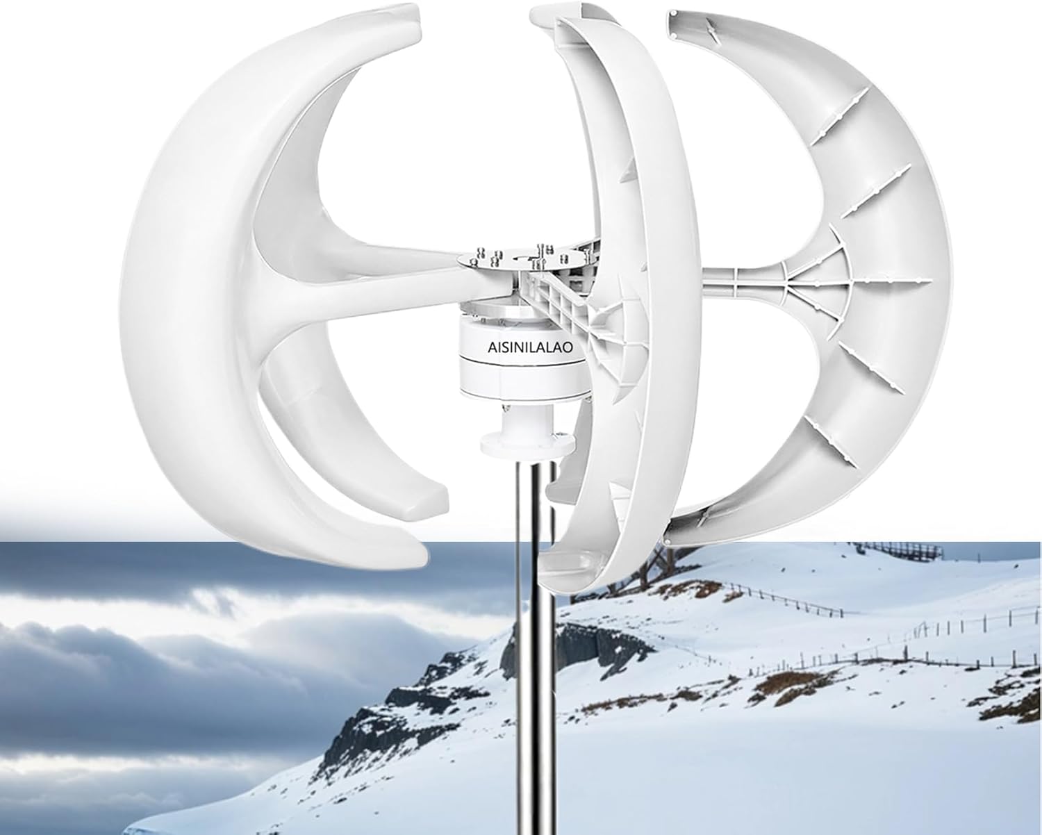 10000W Low Noise Vertical Axis Wind Turbine, 5 Blades 12V/24V 48V 220V Generator Windmill Generate Turbin Complete Set for Home, Boats, Street Lighting