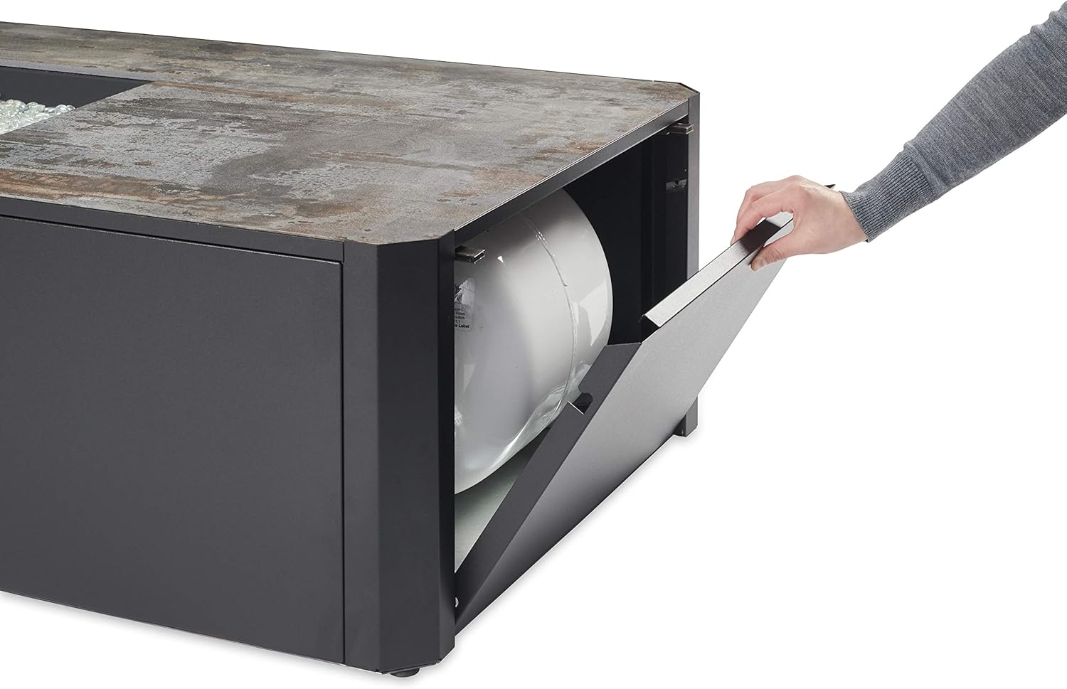 Outdoor GreatRoom Co Propane Fire Pit Table - Kinney Gas Fire Pits for Outside Patio - 55 Inch Rectangular Firepit Fire Table with Matching Tabletop Cover, Metal Base, 80,000 BTU