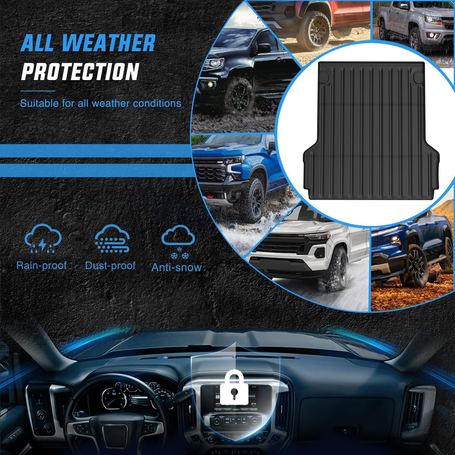 Nilight Truck Bed Mat for 22-25 Ford Maverick Hybrid&Gas 4.5FT, TPE Anti-Slip Cargo Bed Liner Mat for 2022 2023 2024 2025 Ford Maverick Hybrid & Gas, All Weather Protection for Your Truck