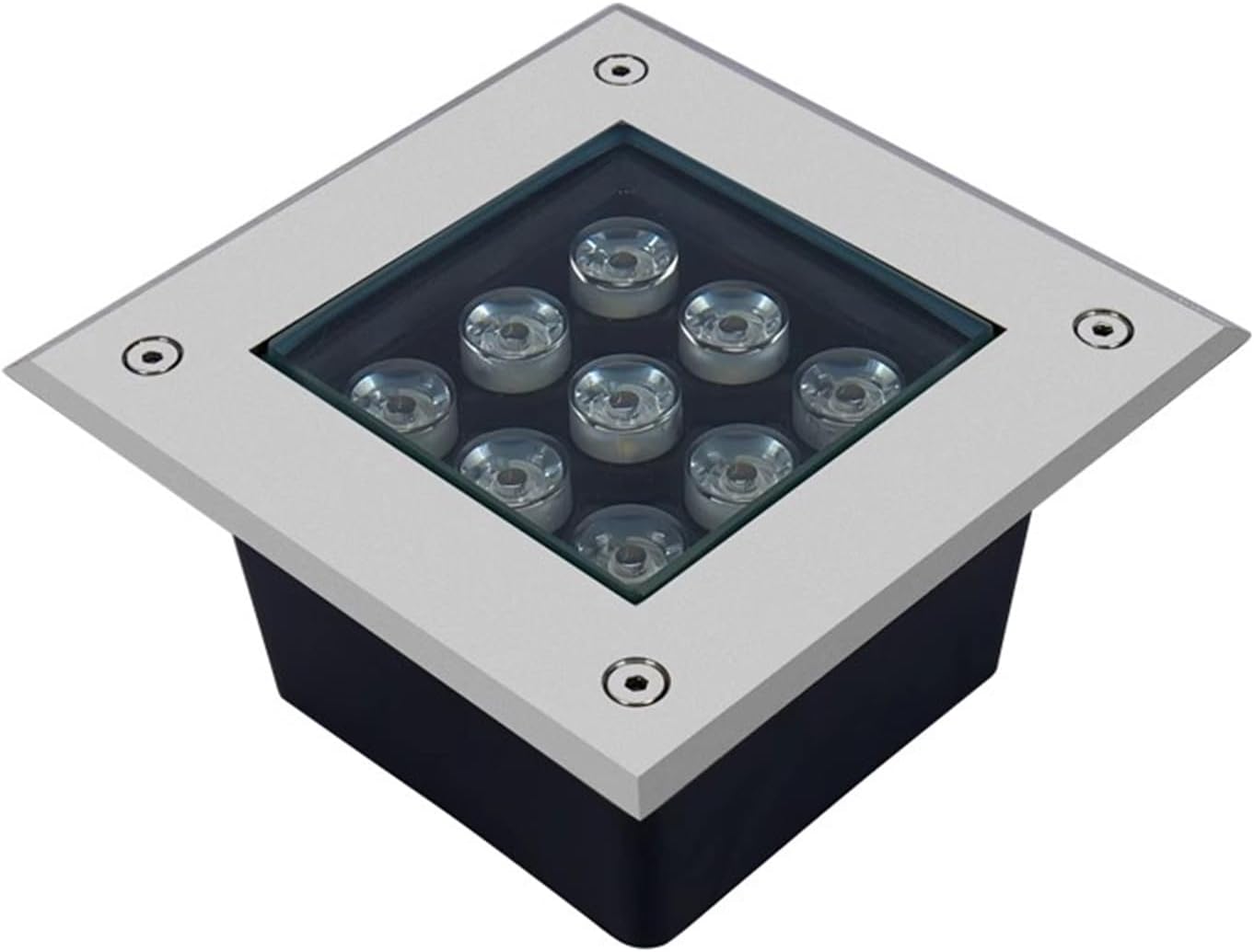 Low Voltage Deck Lights Recessed Square Underground Light IP66 Waterproof AC12V Outdoor Buried Lights for Garden, Pathway, Patio, Driveway Landscape Lighting Spotlight