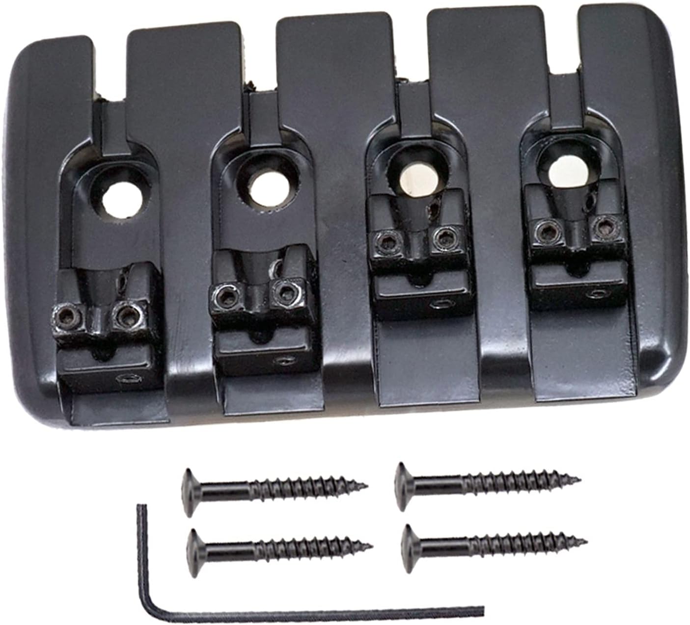 Guitar Bridge System Set High End Guitar Saddle Bridge Tailpiece String Instruments for 4 String Electric Bass Guitar Parts (Color : Black)