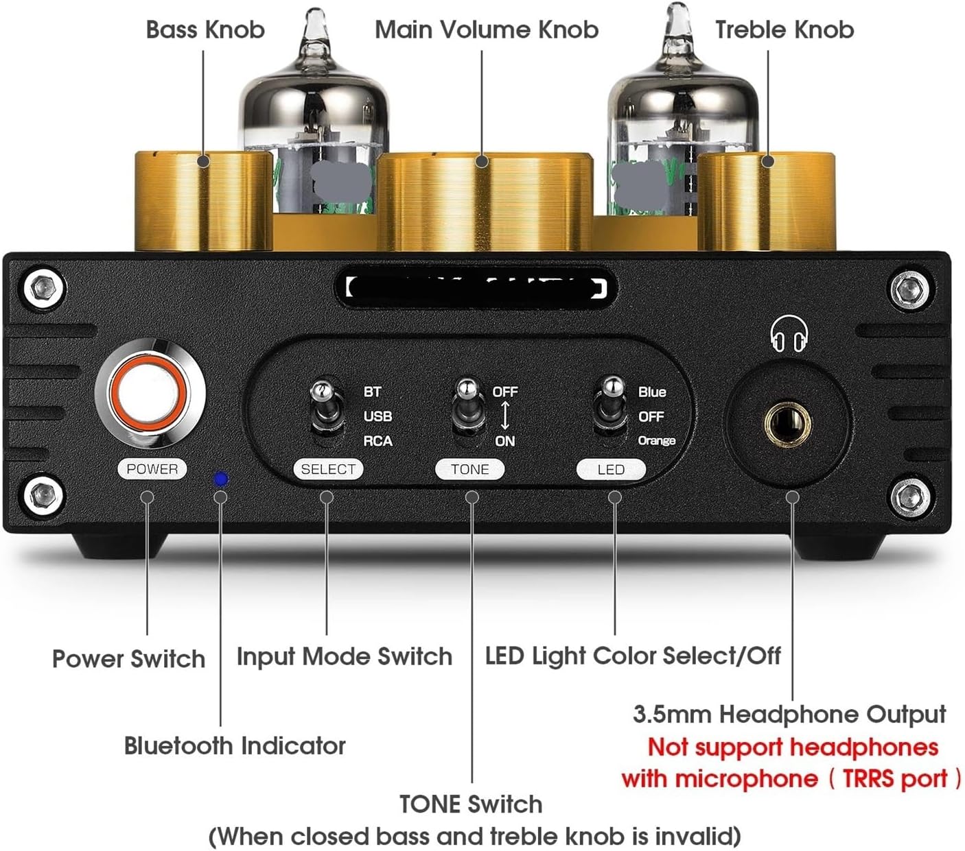 P1 HiFi 5654 Tube Preamplifier 5.0 Audio Receiver U DAC Headphone Amplifier X
