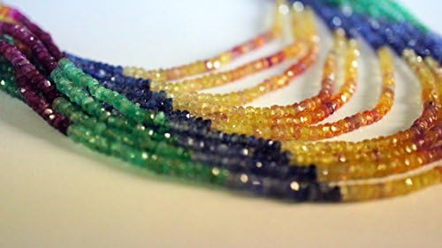 Multi Sapphire color stone Beads Rondelle Shape, 2.5-3 mm 100% Natural 1 Strand.