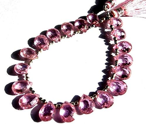 7.5 Inches Strand. - AAA Pink Cubic Zirconium Faceted Pear Shaped Briolettes Size 10x8mm