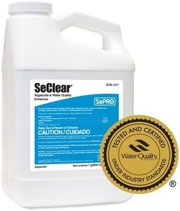 SeClear Algaecide and Water Quality Enhancer 1 Gallon EPA-Approved Dual-Purpose Formula, Controls Algae and Improves Water Clarity, Certified Safe for Ponds, Lakes, Fish, Livestock and Irrigation