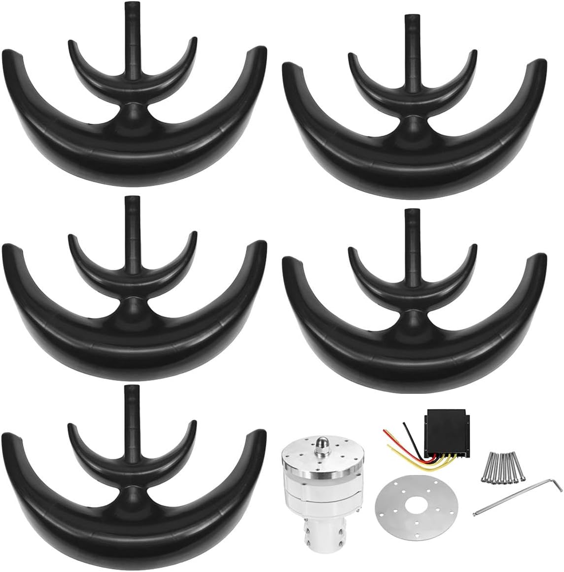 Low Noise Vertical1000w-4000W Lantern Wind Turbine Generator Kit 12V 24V 48V with Mppt Controller Wind Turbine Generator Windmill Complete Set (Black)