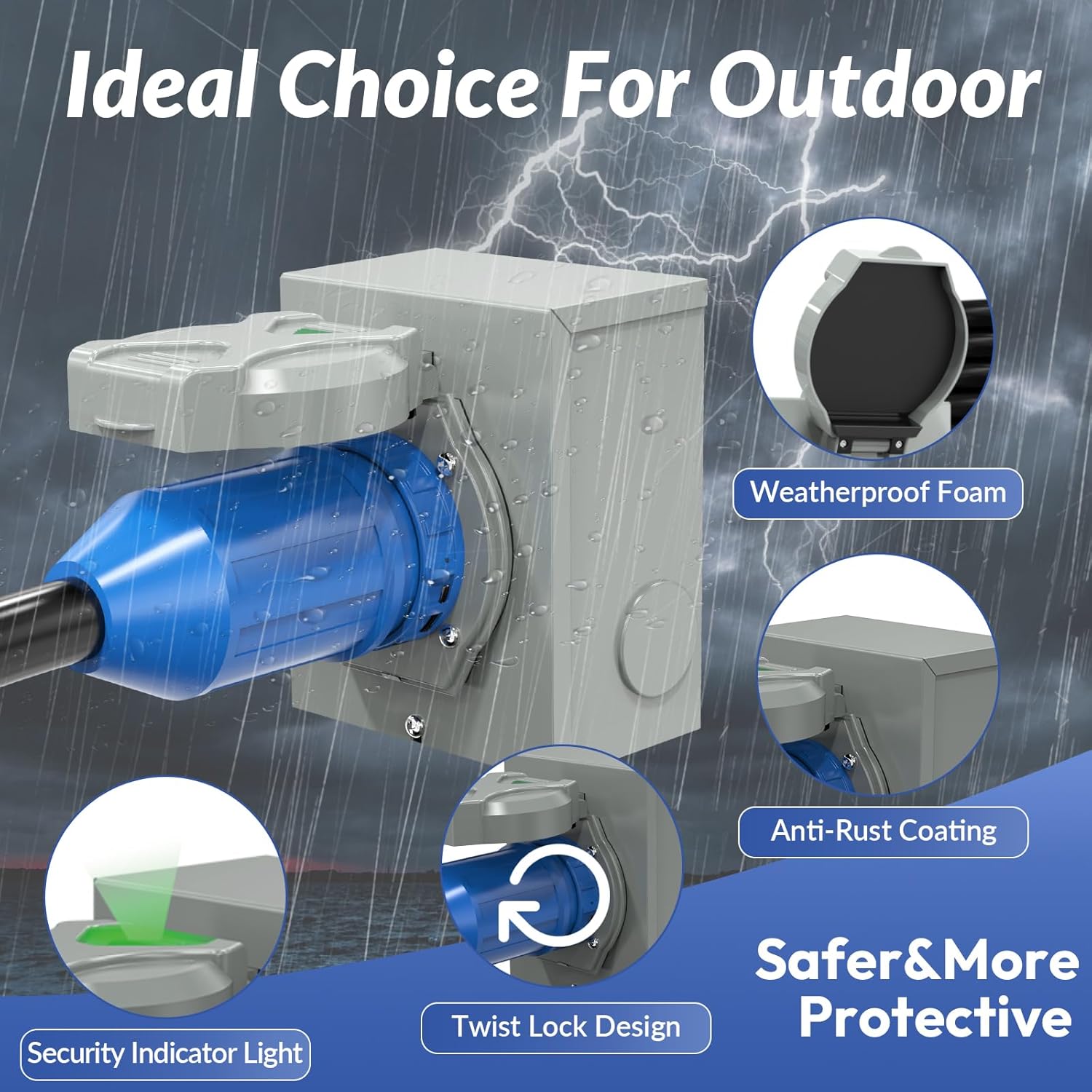 50 Amp Generator Cord and Power Inlet Box (Pre-Drilled) 25 FT, 4 Prong 125V/250V NEMA 14-50P/SS2-50R Twist Lock Generator to House Power Cord, Generator Inlet Box Kit for Emergency Backup Power