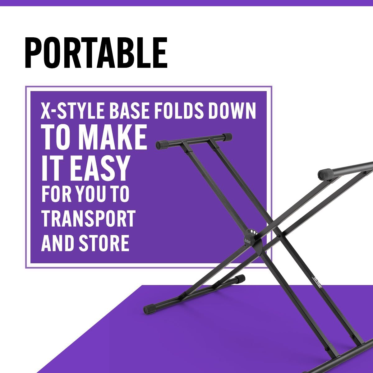 On-Stage KS8191XX Double-X Bullet Nose Keyboard Stand with Lok-Tight Construction (for Keyboards, Synths, Organs, and Electric Pianos, 200 lb Capacity, Folding, Portable, Adjustable, Metal, Black)