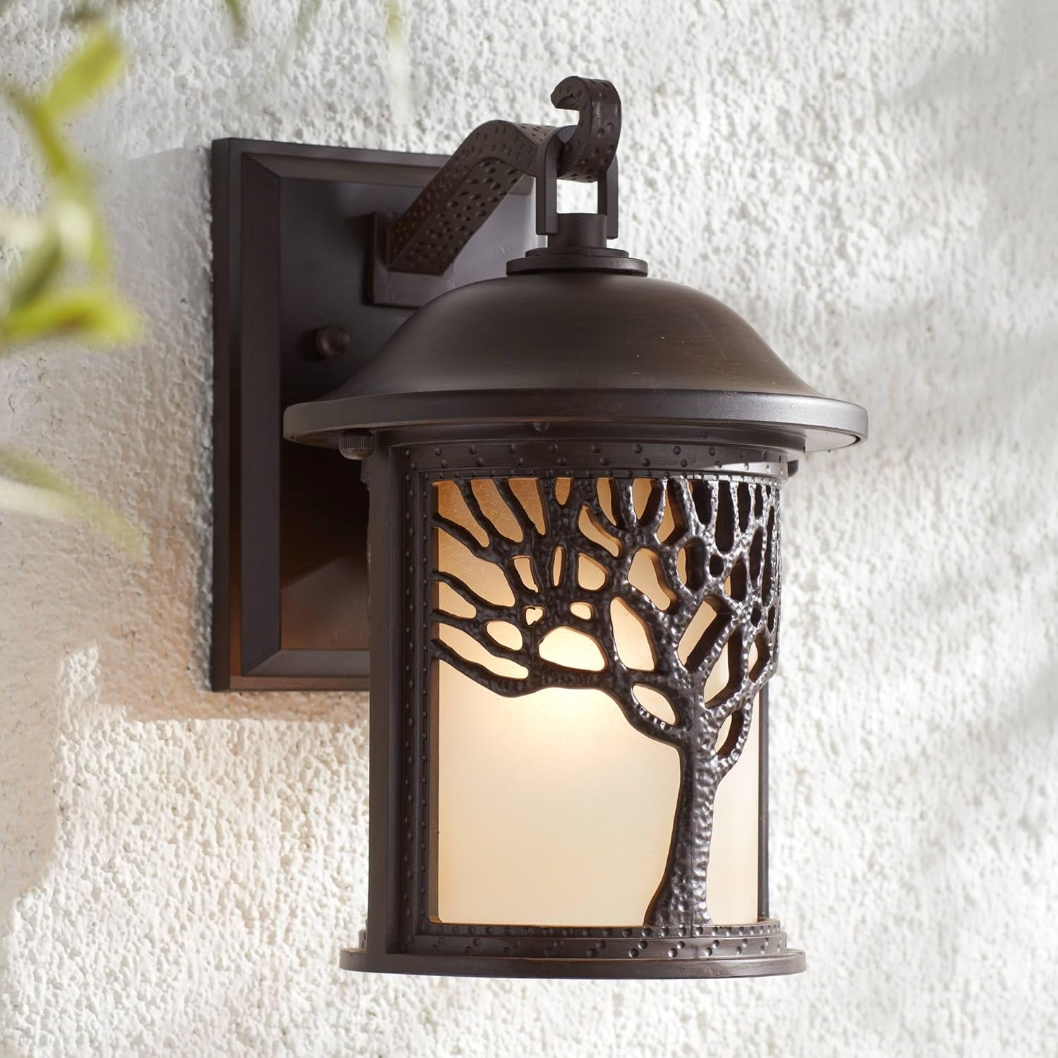 John Timberland Rustic Mission Outdoor Wall Light Sconce Fixture Bronze Tree Motif 12 1/4