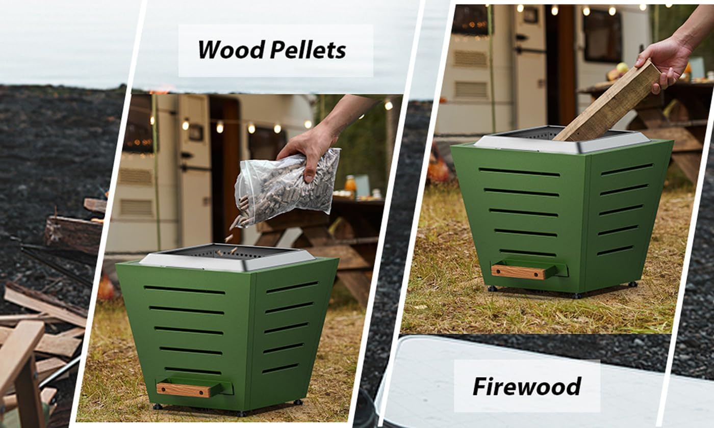 Stainless Steel Smokeless Fire Pit for Outside Outdoor Heaters for Patio with Efficient Wood Burning Design Modern Backyard & Camping Fire Pit for Warmth and Ambiance Green