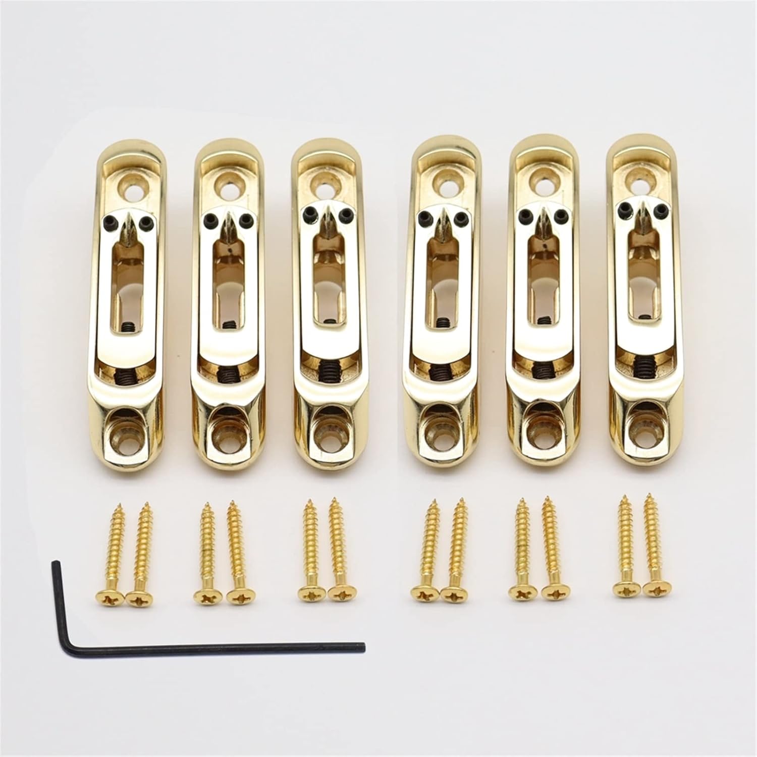 Guitar Bridge 6 Pcs Guitar Bridge Sadlles Single Individual Bridge Saddles Tailpiece Set for 6 String Electric Guitar Bass Parts (Color : 6pcs Gold)