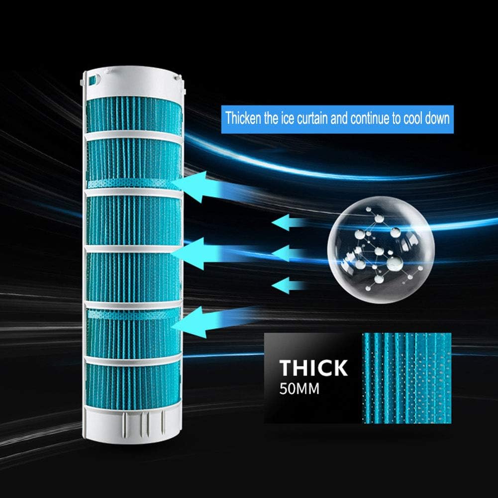 Evaporative Tower-Type Vaneless Fan and Humidifier with Remote Control and Timing Function, Adjustable Wind Speed, Portable Air Conditioner