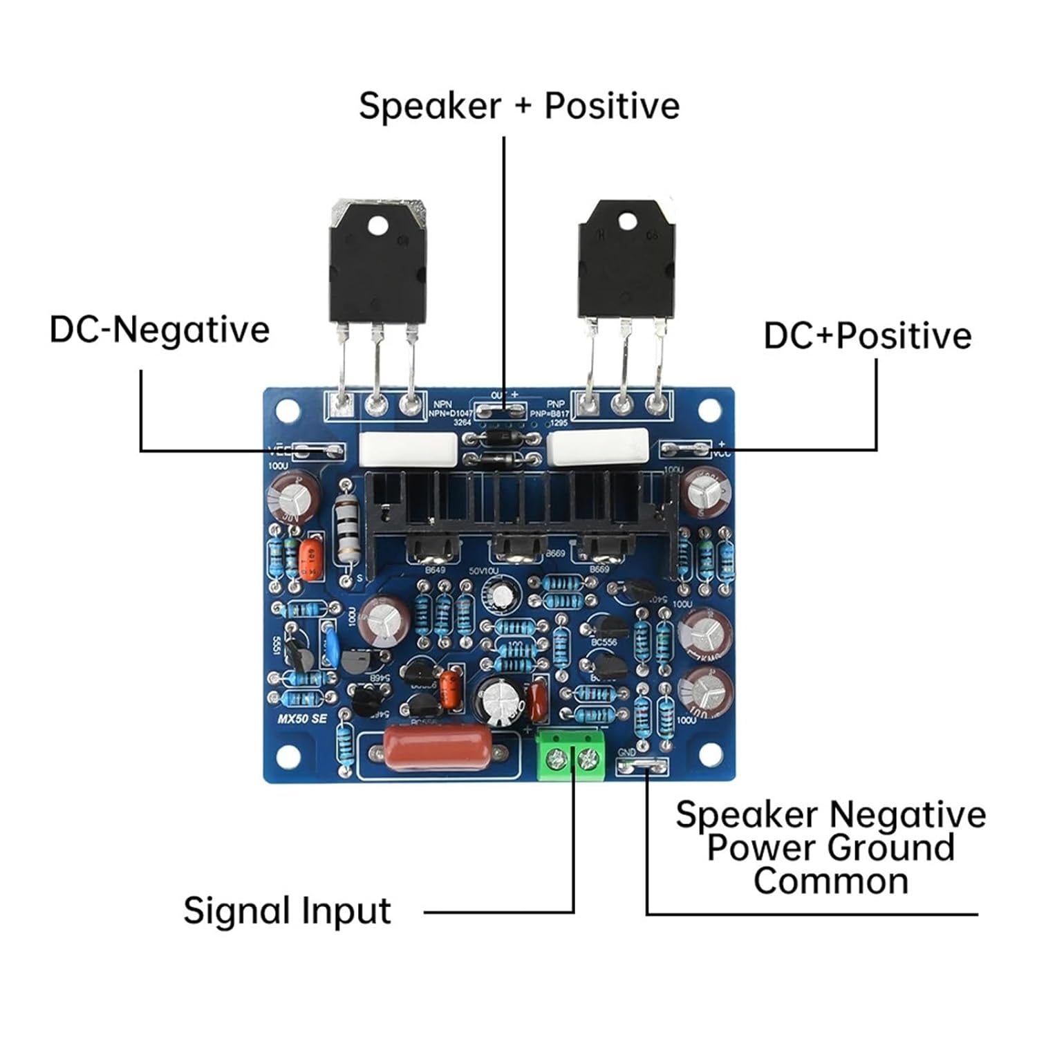 100W*2 Digital Sound Amplifier Board Dual Channel HiFi Stereo Audio Power Amplifiers AMP Module MX50 SE KTB817 KTD1047