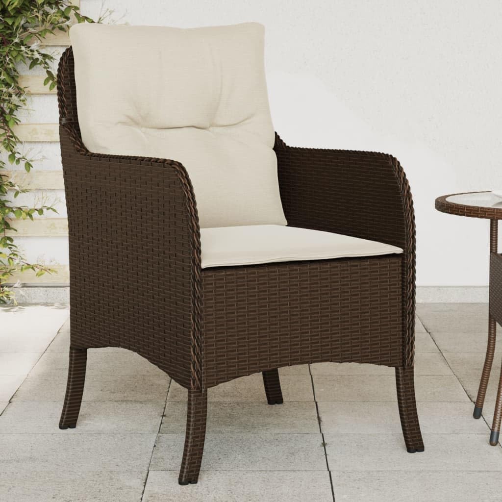Patio Chair Patio Chairs with Cushions 2 pcs Brown Poly Rattan