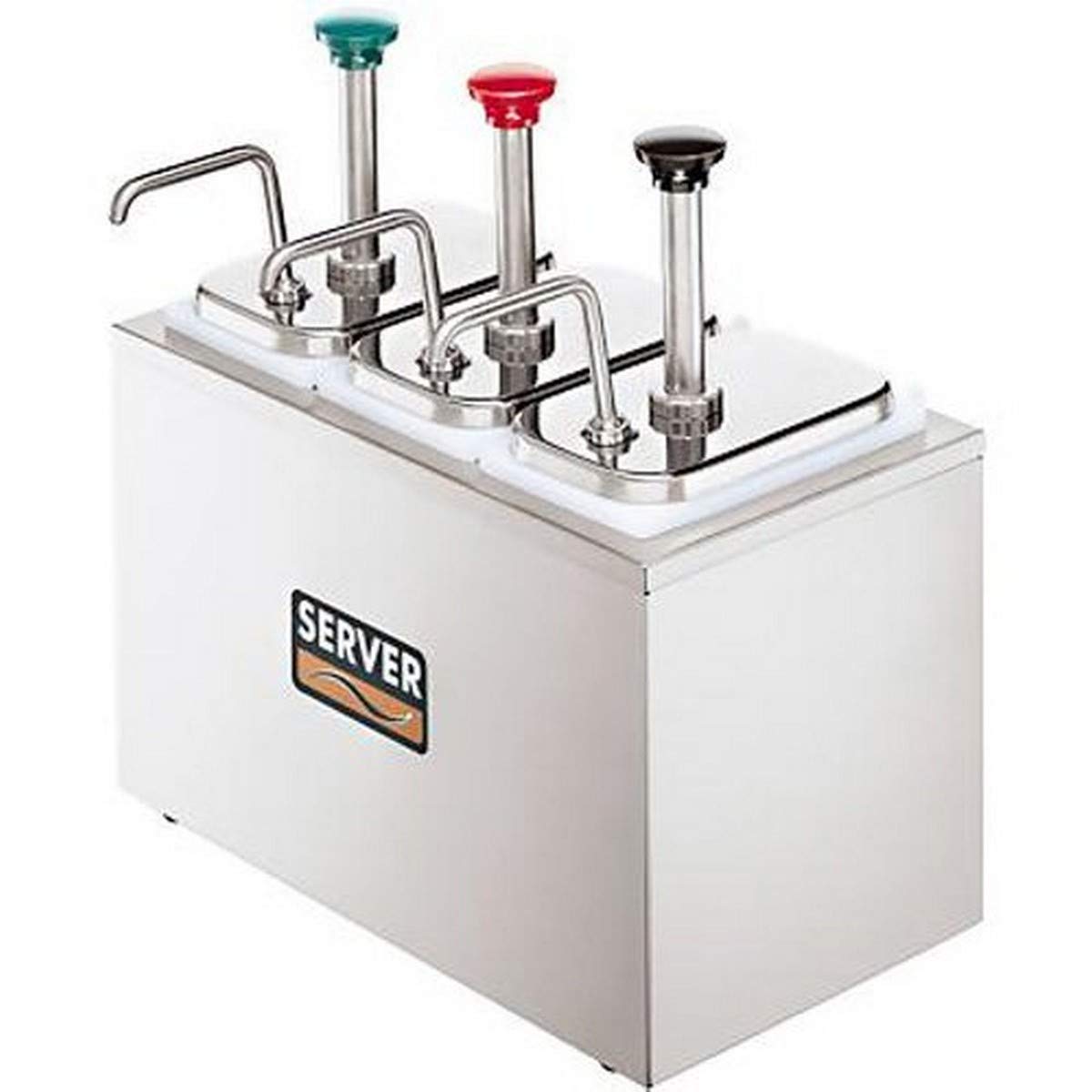 Server Products SR-3-82870 Station Combo, (3) Jars and Pumps, (3) Fountain Jars- 3-1/2 Quart Capacity, Stainless Steel