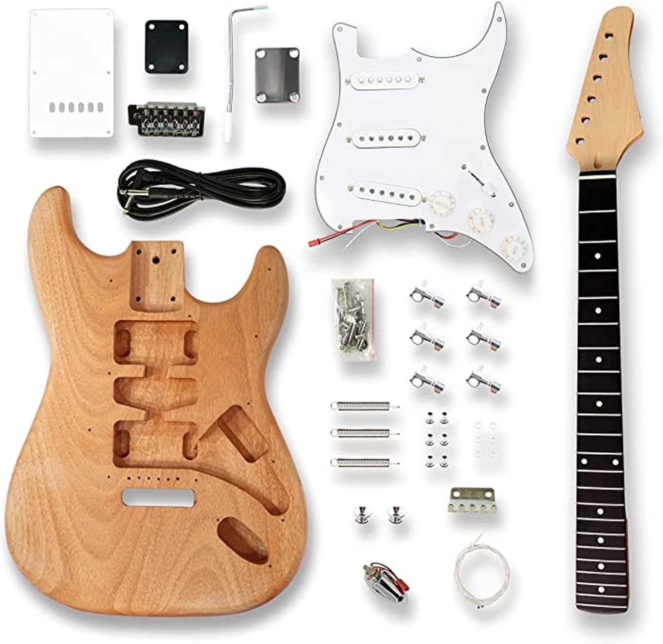 Solid Mahogany Body Rosewood Fingerboard DIY Electric Guitar Musical Instrument Set Unfinished Guitar Set