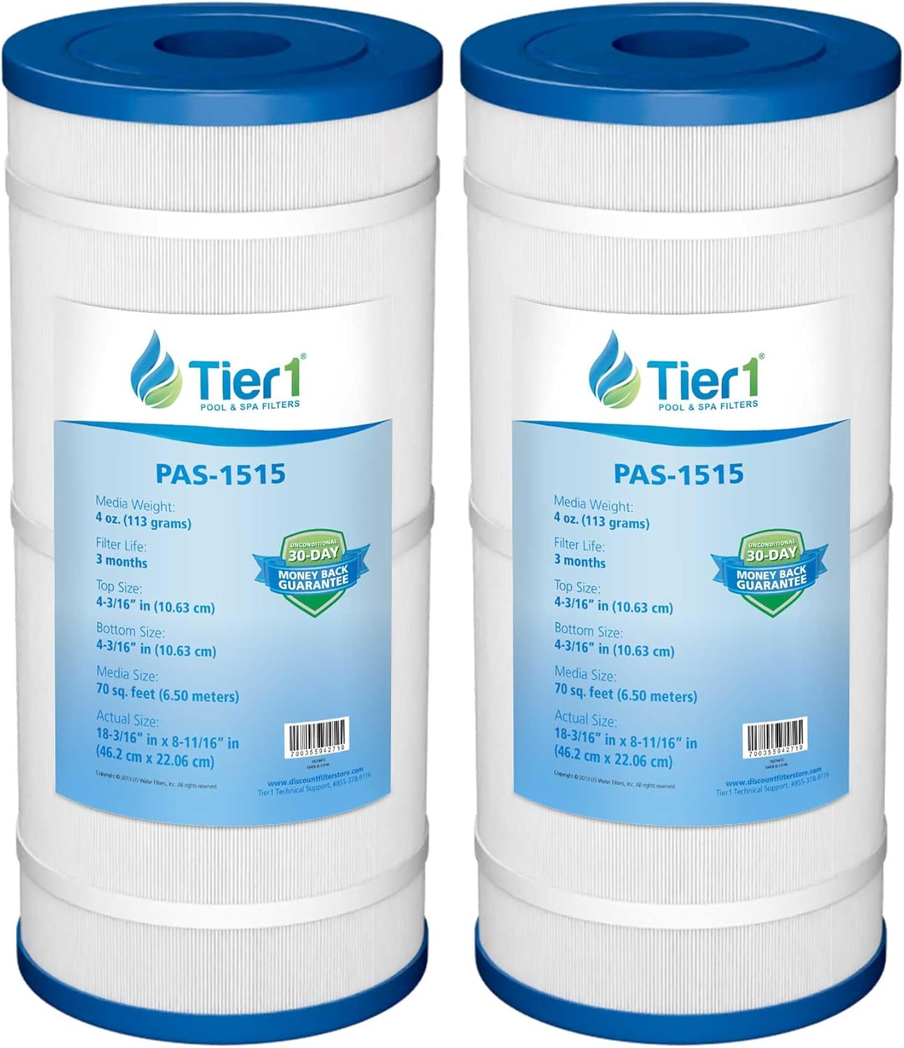 Tier1 Replacement for Sta-Rite PTM70 Pool Filter Cartridge – 2 Pack | Compatible with Unicel PSR70, Pleatco PTM70, Filbur FC-2540 | 18-3/16