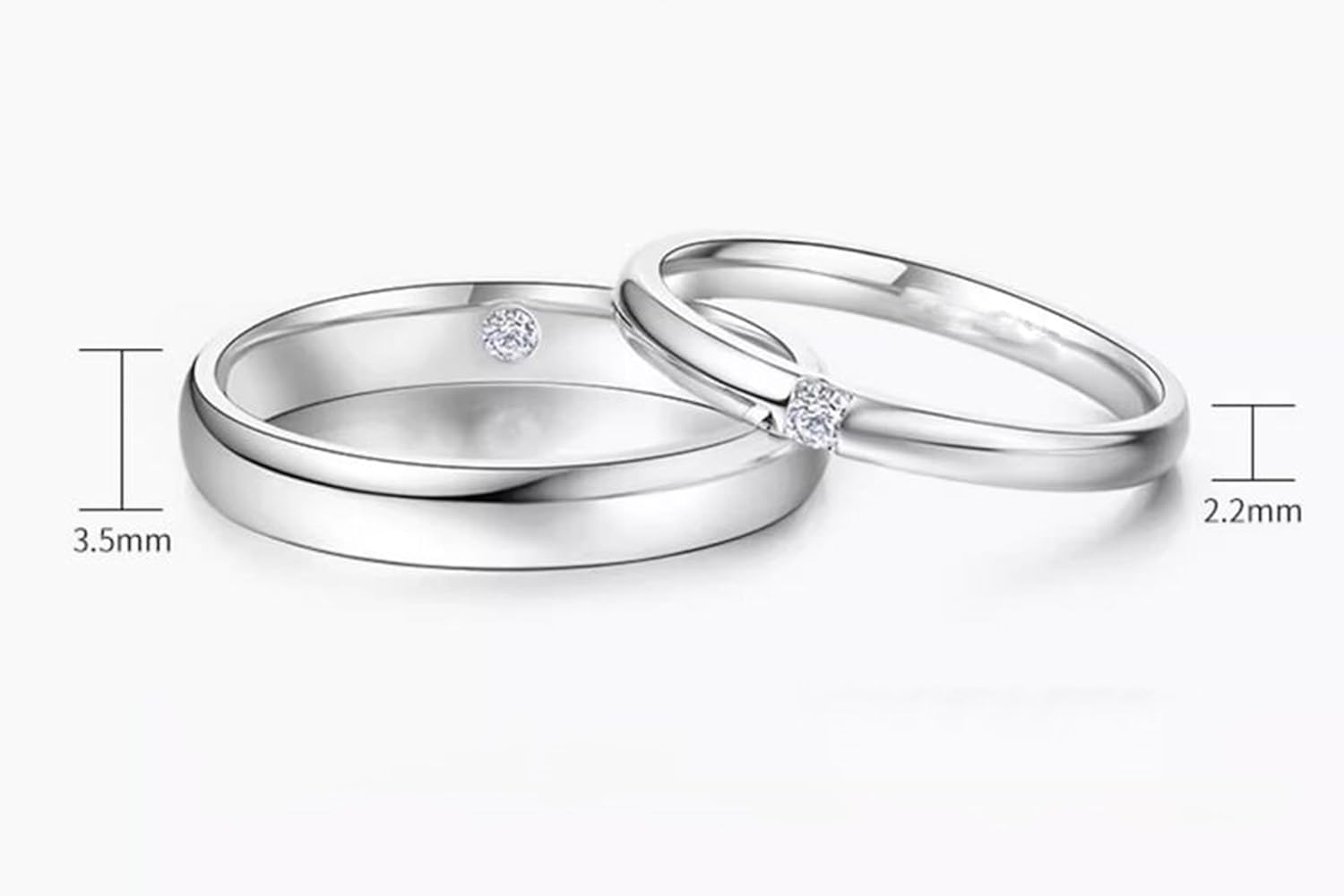 Wycian Halo Ring Men Diamond Promise Ring White Gold and PT950 with 0.03CT Diamond Size Solid Not Plated Fashion for Ladies Christmas Jewelry