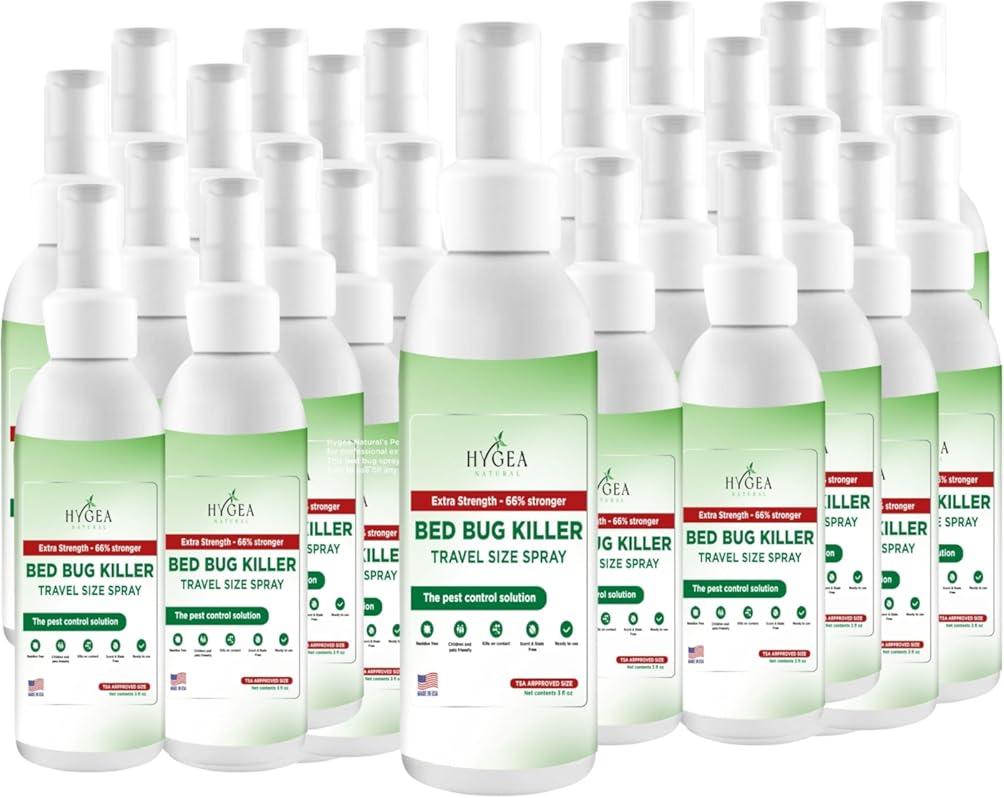 Hygea Natural Extra Strength 3oz Travel Spray –TSA Approved - New Formula 66% Stronger- Stain & Scent Free Treatment – Natural Formula - Child & Pet Safe (50 Pack)