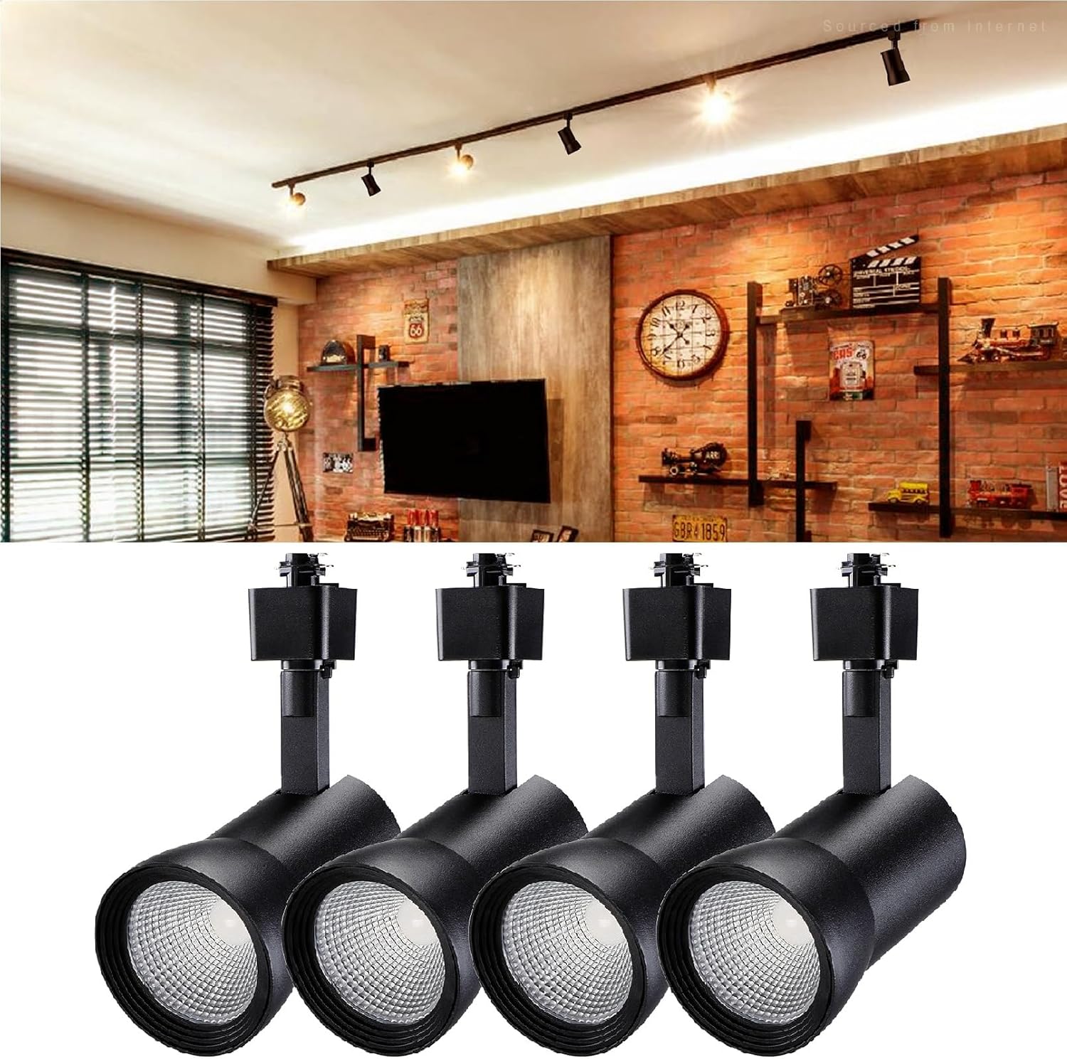 LEONLITE Dimmable LED Track Lighting Heads, 10W 700LM Single Circuit H Type Track Light for Accent Retail Kitchen Art, CRI90 Aluminum, ETL & ES Listed, 3000K Warm White, Black, Pack of 4