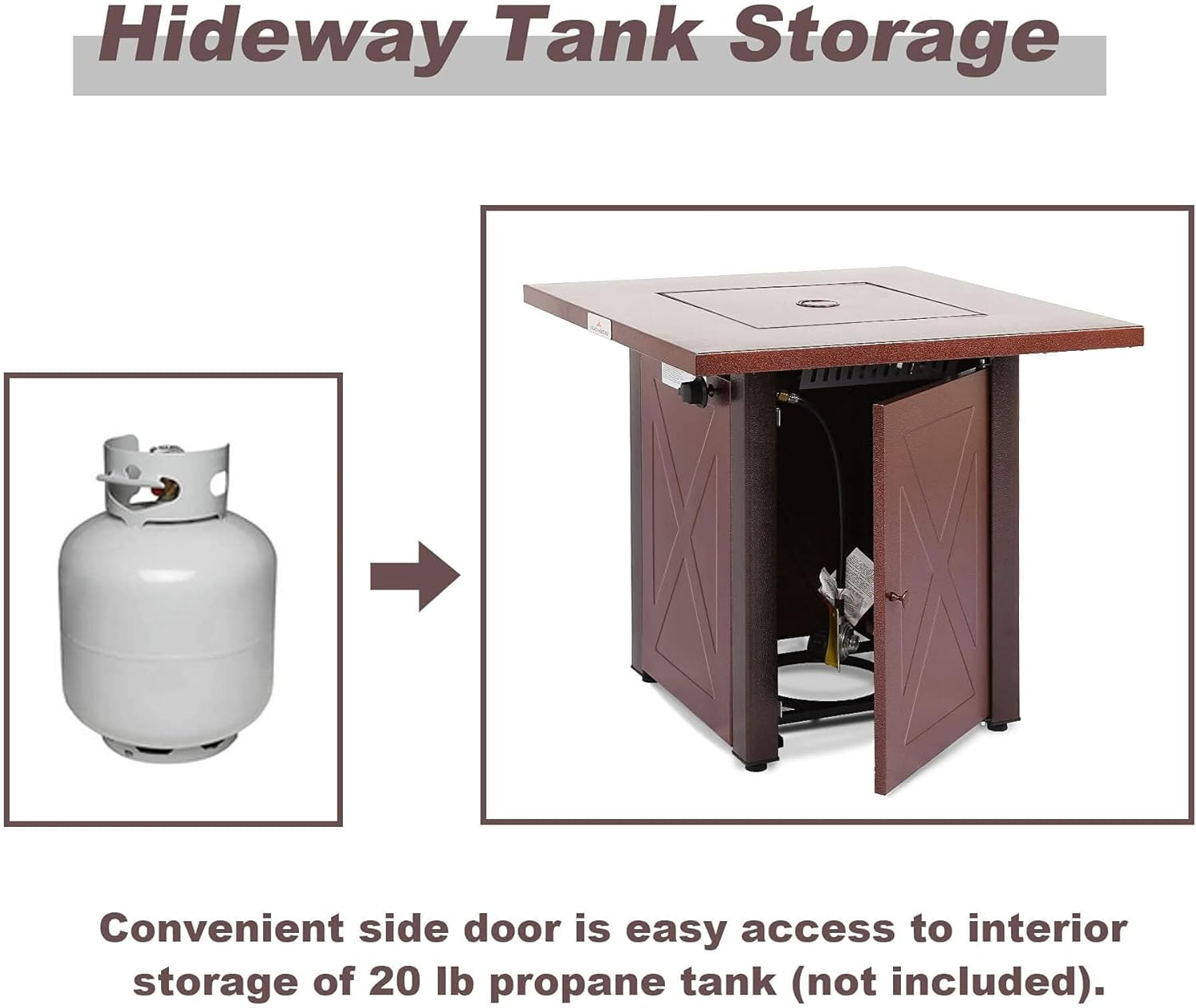 28'' Fire Pit Tables,Metal Propane Fire Pit Table with Hose Pre-Installation,50000 BTU Output Outdoor Firepit Table,X-Shaped Patio Fire Pit with Lid for Garden (Burgundy, 28''L)