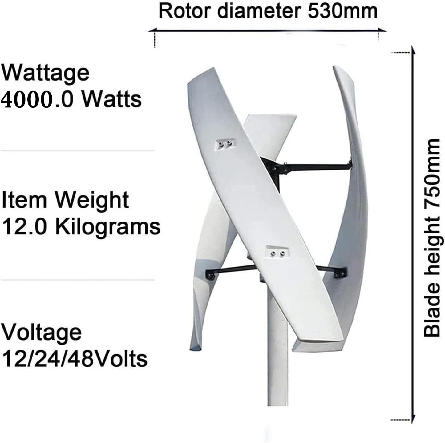 Vertical Axiss Wind Turbine Generator,Magnetic Levitation Windmill Energy Generator,3 Blades Wind Turbine,High Power Output,for Home Ship,4000W-48V