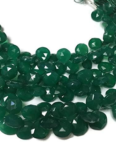 3matched pair -11x11mm -green onyx faceted heart shape briolette,deep green onyx briolettes