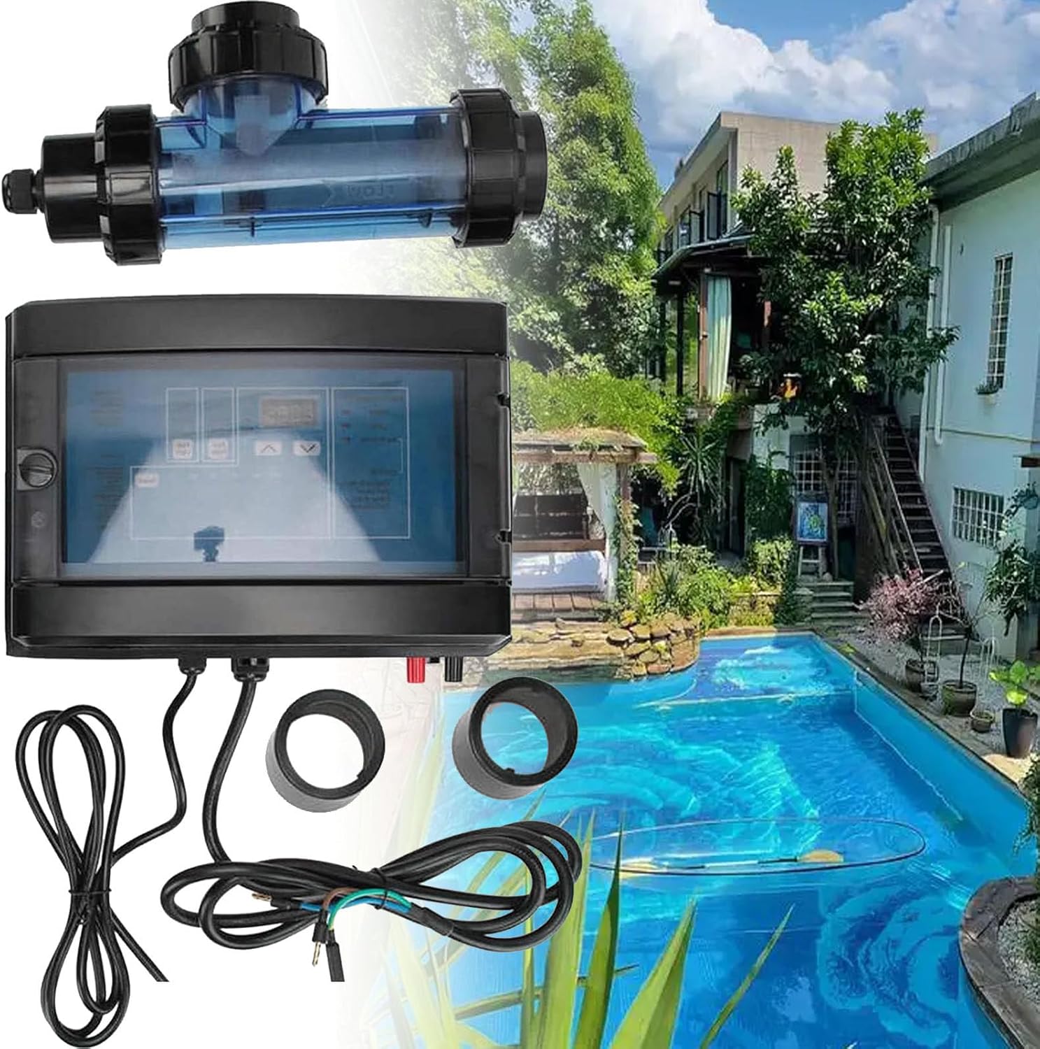 Saltwater Chlorinator,Salt Water Pool Chlorinator System,10/15/20/30/50 G/H Saltwater Pool System,Salt Chlorine Generator Suitable For Home Pool Hot Tub Spa,Spa,50g/h