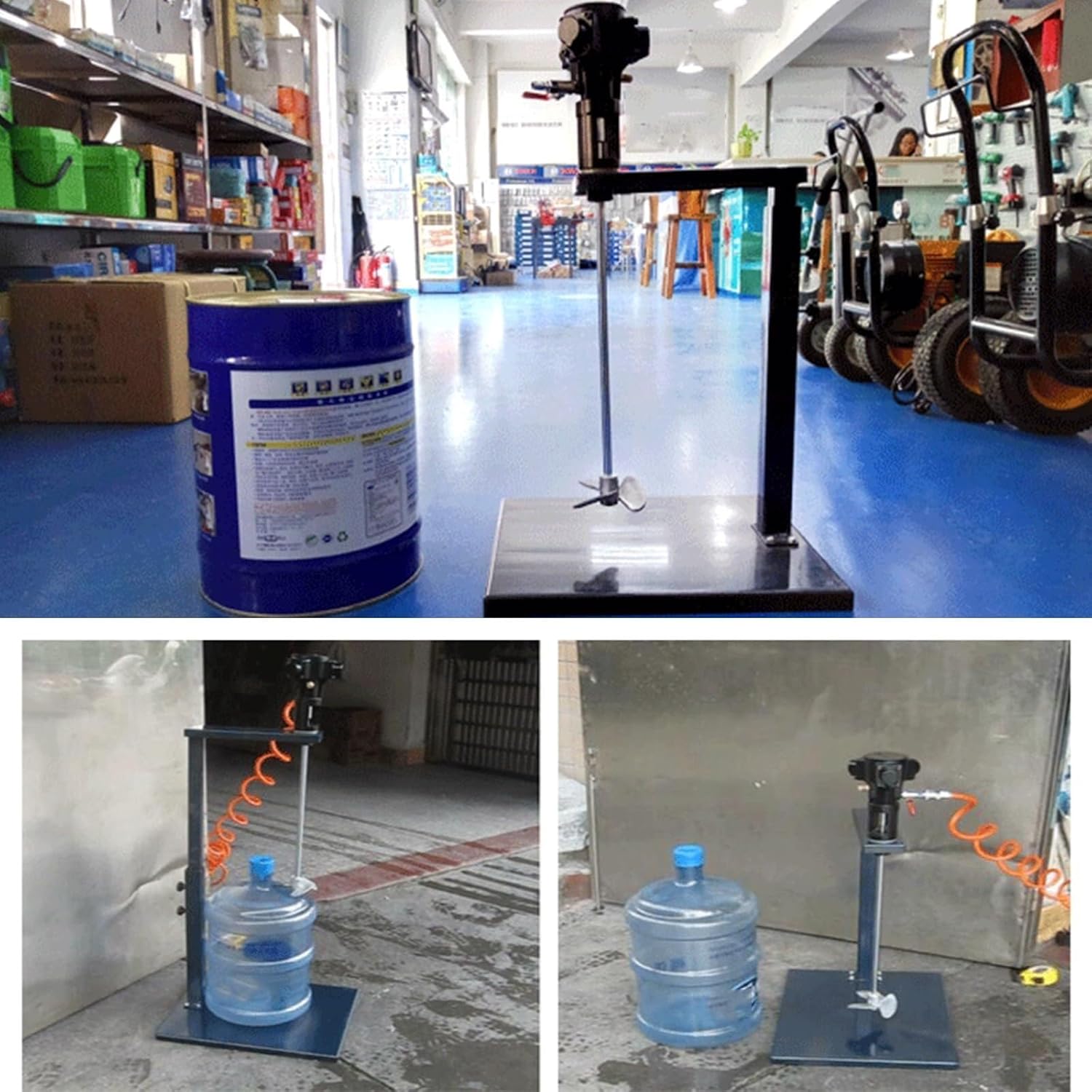 5 Gallon Pneumatic Paint Agitator, Air Mixer Machine, Paint Stirring Machine Bracket, Height Adjustable, Paint Mix Tool