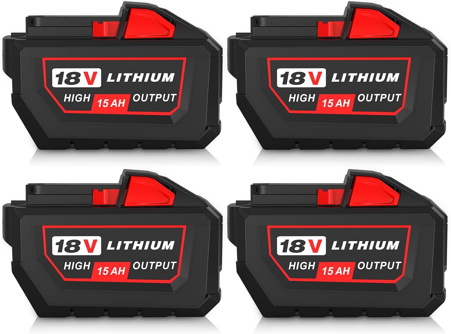 4PCS 48-59-1812 15000mAh Replacement for Milwaukee 18V Battery 15.0ah Compatible with Milwaukee 18V Battery 15.0 High Output 48-11-1828 48-11-1860 Compatible with 18 Volt Cordless Power Tools
