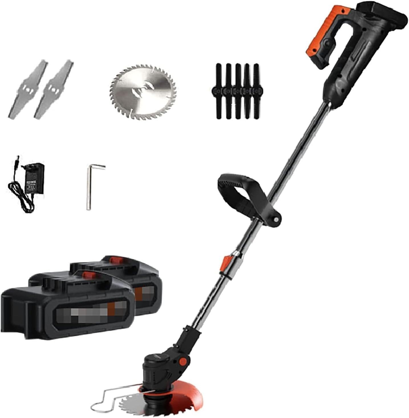 Cordless Grass Strimmer Electric Lawn Mower, with 3 Style 9000mA Battery Rechargeable Portable Weeder Home Small Walk-Behind Lawn Mower for Garden Lawn Shrub Trimming Outdoor