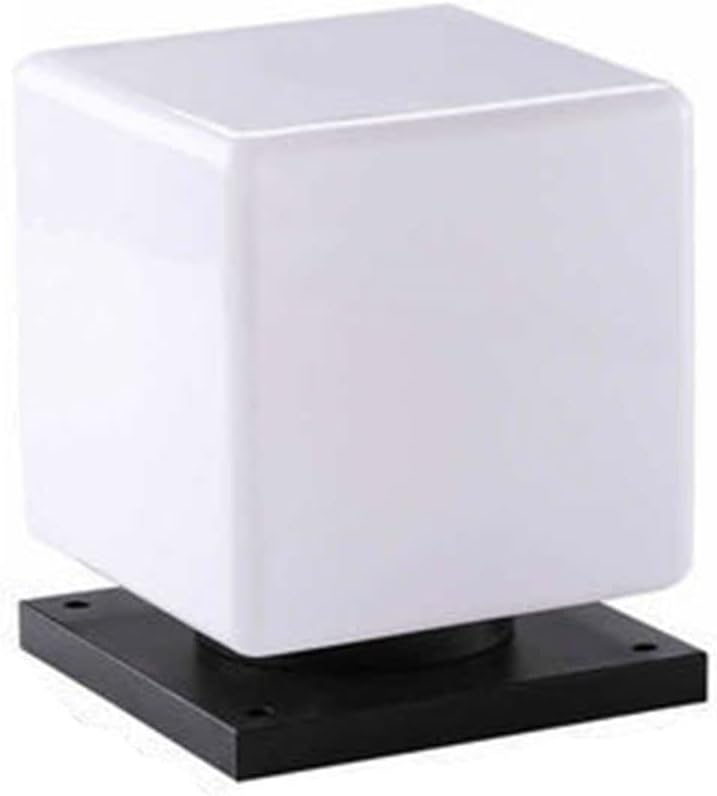 E27 Base Outdoor Post Light, Iron Art Stigma Lamps with Square Shape Acrylic Lampshade Pole Lantern Lighting with Pier Mount Base,Lamp Post Light Fixture, Waterproof IP55 for Porch, Yard，