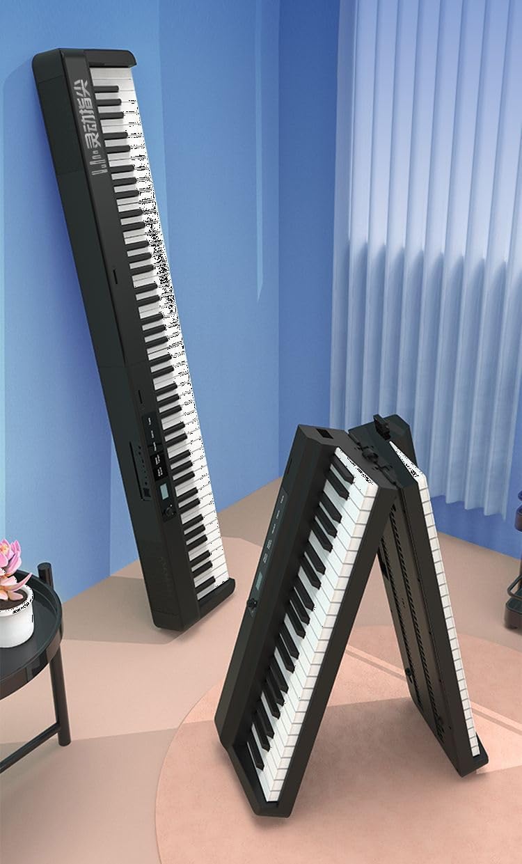 88 Keyboard, Rechargeable Keyboard With Bluetooth MIDI Foldable Digital Piano Portable Full Size Touch-Sensitive Electric Piano Built-in Dual Speakers For Beginners and Professional