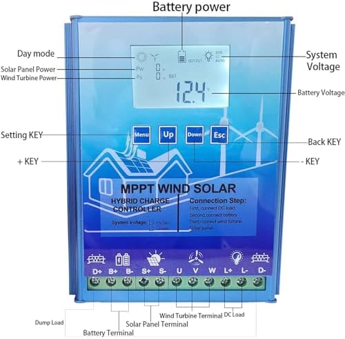 12000W Wind Solar Hybrid Charge Controller with Dump Load for 12V/24V/48V Batteries, Auto Regulator for Wind Turbine Generator, Efficient Power Management System