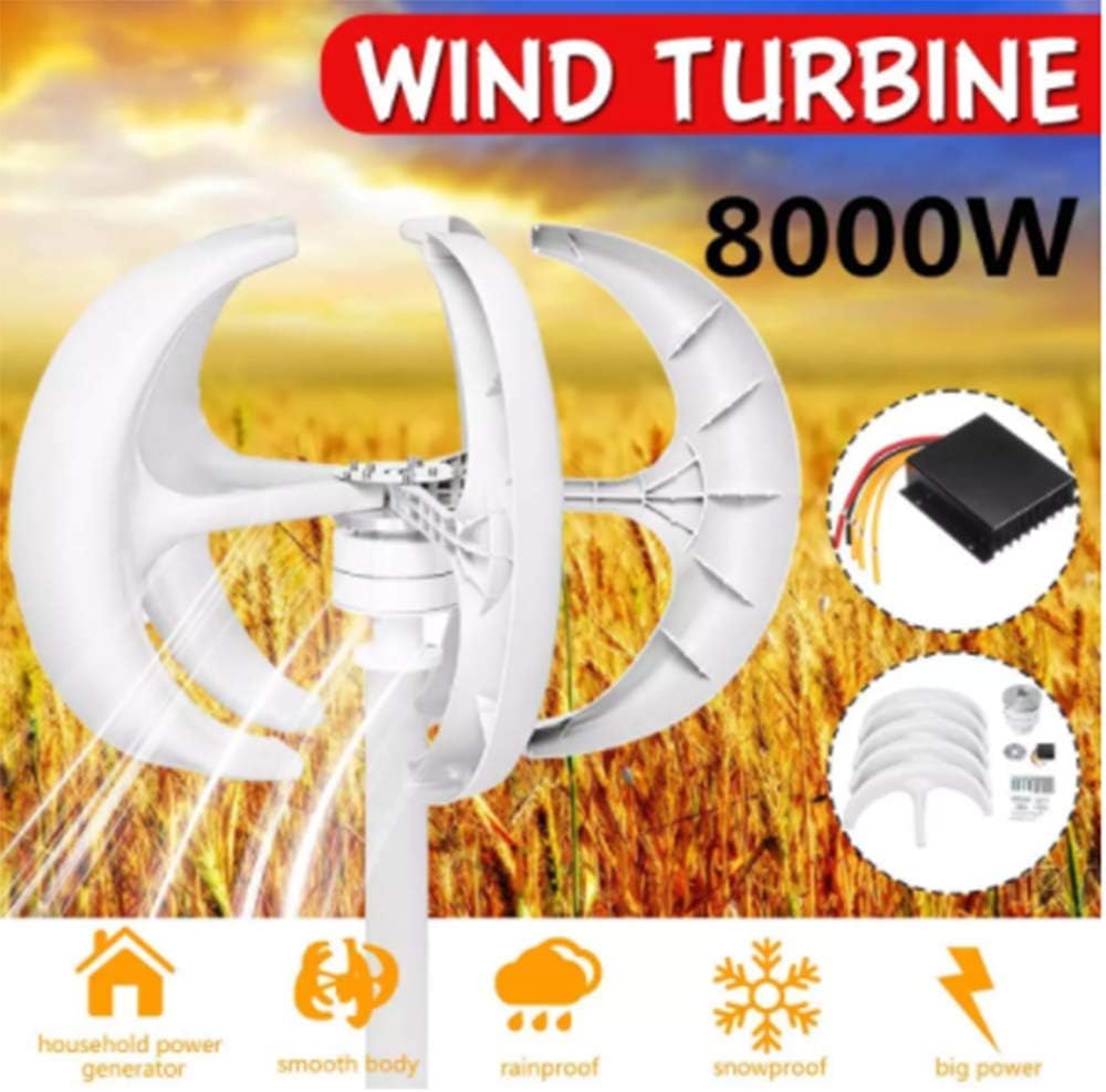 8000W 12V 24V 5 Blades Vertical Axis Wind Turbines Generator Lantern Motor Kit for Home Hybrids Streetlight Use Electromagnetic,12v