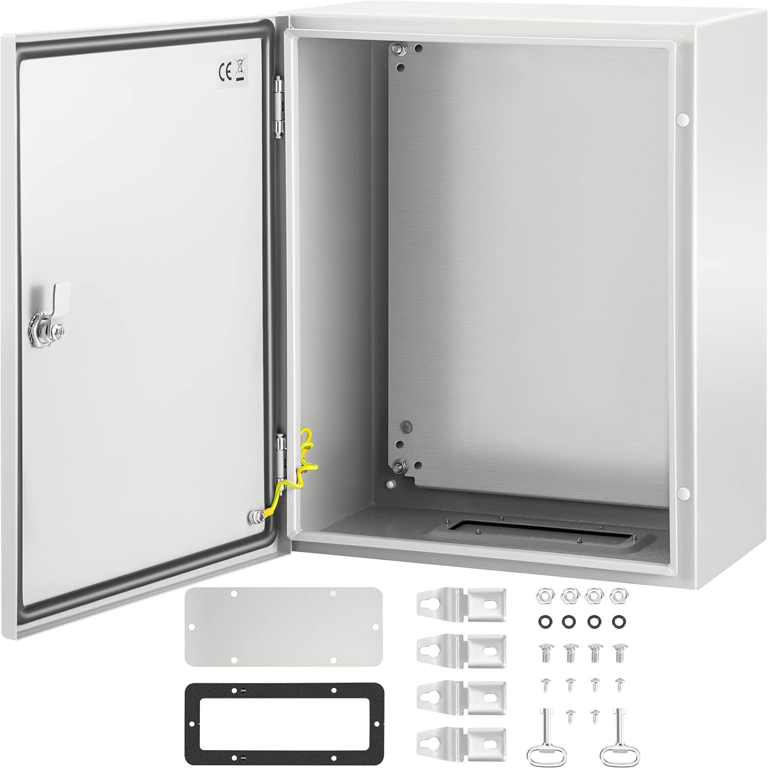 VEVOR NEMA Steel Enclosure, 20 x 16 x 10'' NEMA 4X Steel Electrical Box, IP66 Waterproof & Dustproof, Outdoor/Indoor Electrical Junction Box, with Mounting Plate