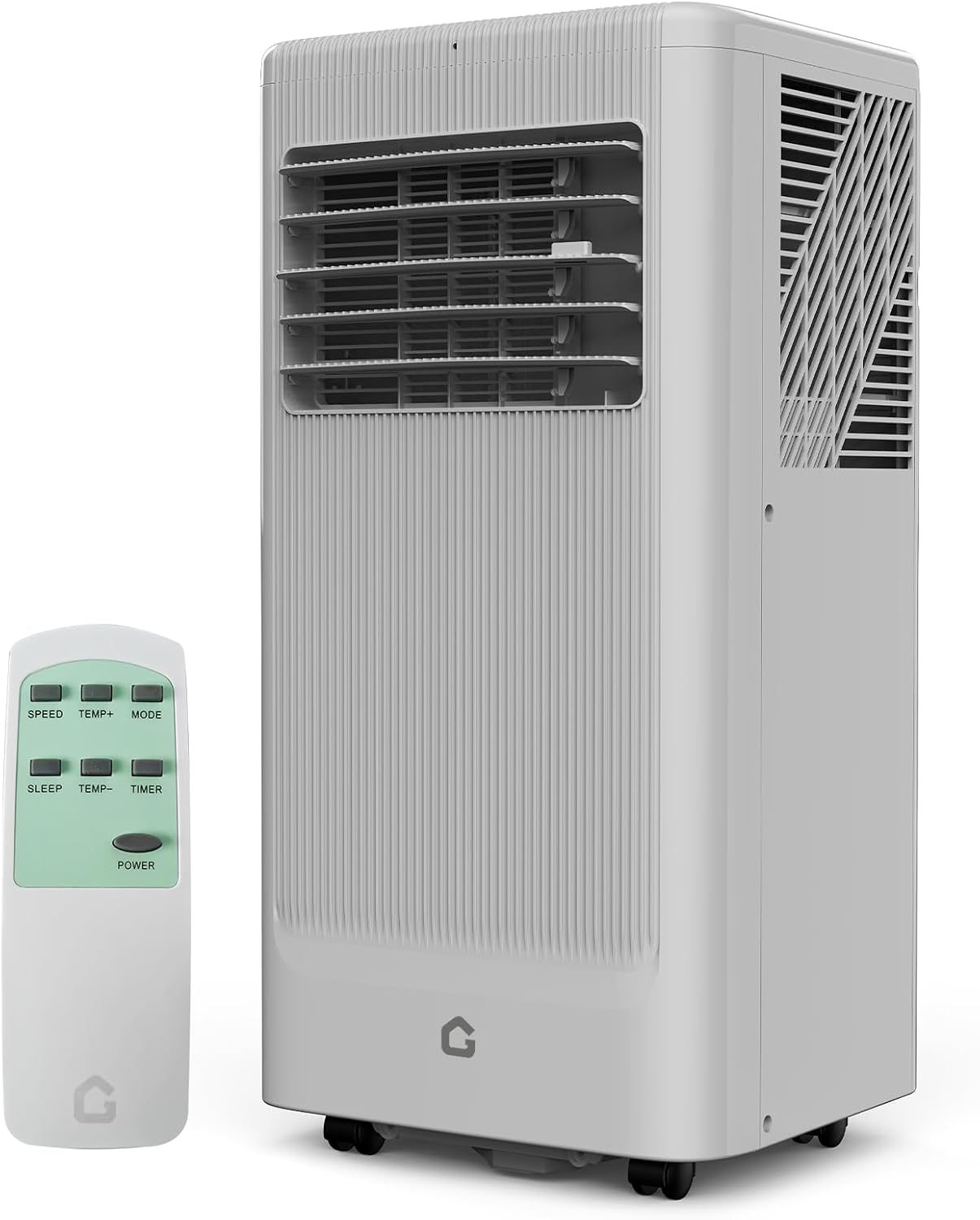 8,000 BTUs Portable Air Conditioner, Portable AC Unit 4 Modes with Cool, Fan, Dehumidifier, Sleep Mode, Cools up to 350 Sq. Ft, Full Set Installation Kit, for Bedrooms Offices Use, Black&Grey Cover