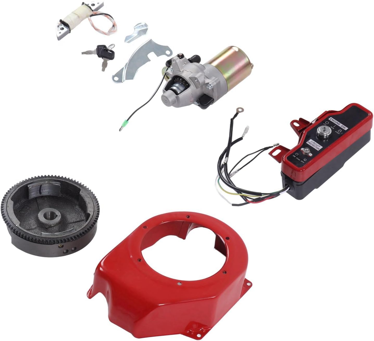Electric Starter Kit GX160 2KW 3KW Includes Flywheel Motor Electric Large Cover Fits 168F 170F Gasoline Generator