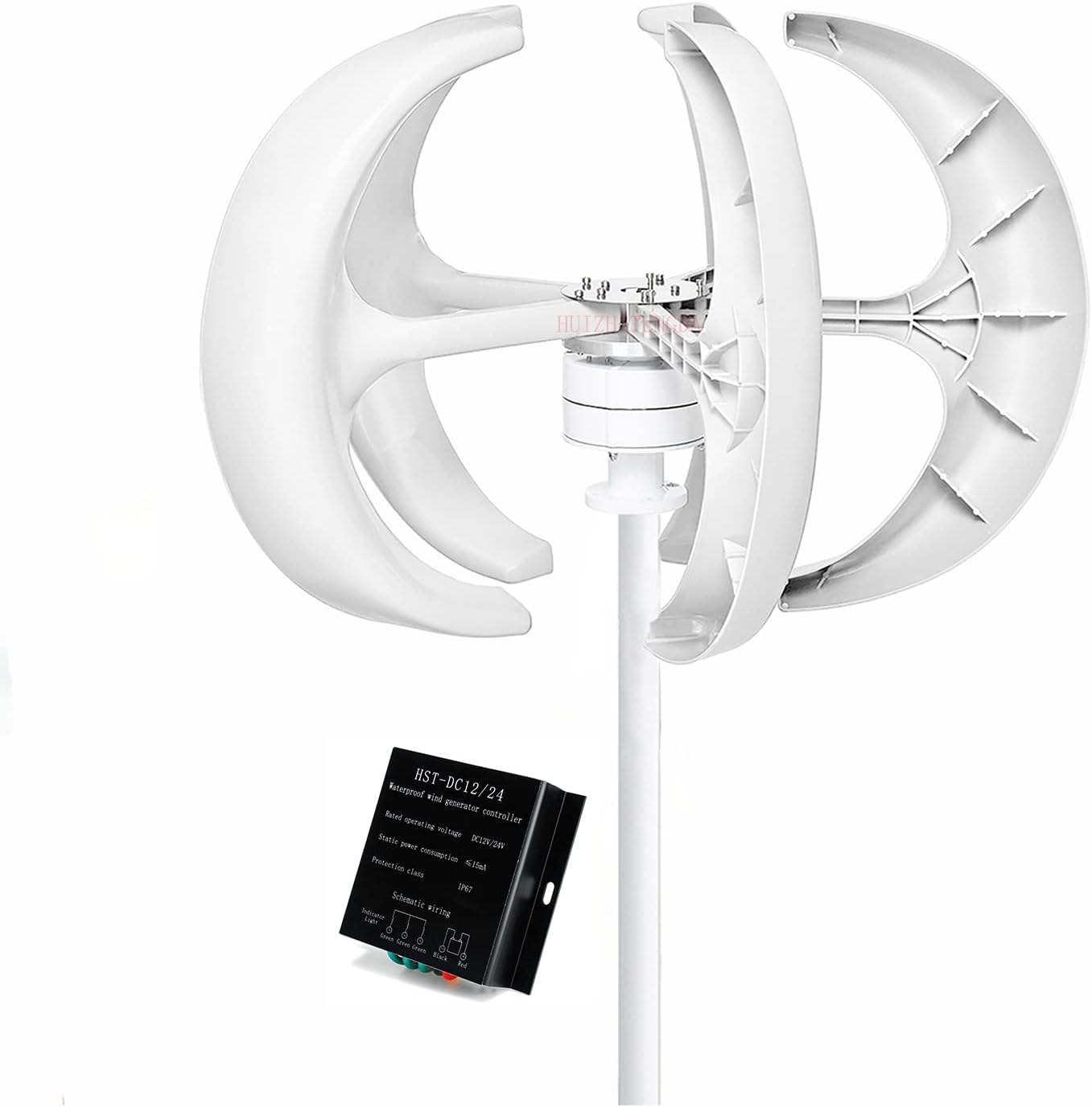 12000W Efficient Vertical Axis Wind Turbine Set, 220V 12V 24V 48V Low Noise DC Wind Turbine Generator with Controller for Home Or Camping (White,5 Blades)